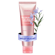 KUNDAL front packaging of violet muguet leave-in treatment showing brand and bottle benefits