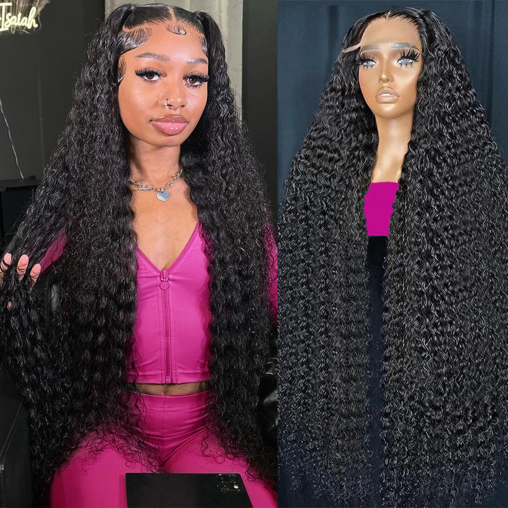 KVFCT front view 30 inch deep wave wig showing full waves and natural volume