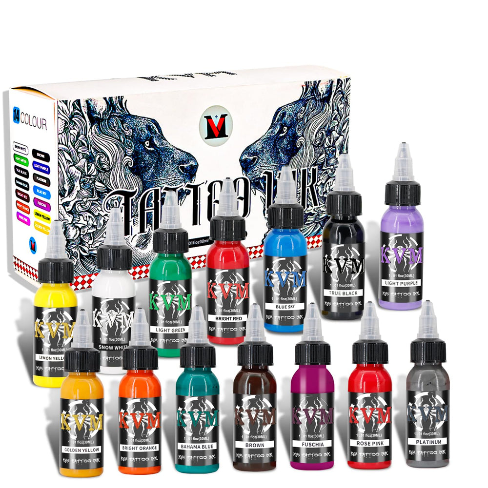 KVM front packaging showing 14 bottles and organized palette benefit