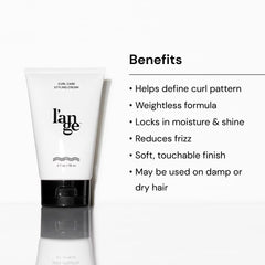 L'ANGE HAIR cream in hand for scale showing lightweight feel and easy application