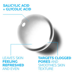 La Roche-Posay ingredient panel highlighting salicylic and glycolic acids benefits