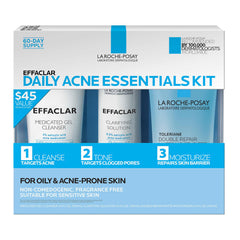 La Roche-Posay full Effaclar kit front view showing three products for a complete routine