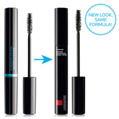 La Roche-Posay mascara brush close-up illustrating separation and volumizing effect