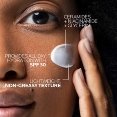 La Roche-Posay ingredient label highlighting ceramide and niacinamide benefits