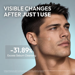 LAB BY He is_ application on nose and T-zone showing targeted cleaning