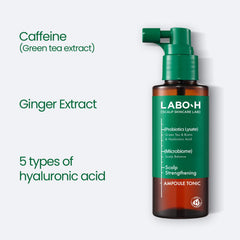 LABO-H being applied to scalp showing targeted root spray for fuller-looking hair