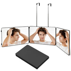 LADETTO front view of three-way mirror showing full trifold reflection benefit