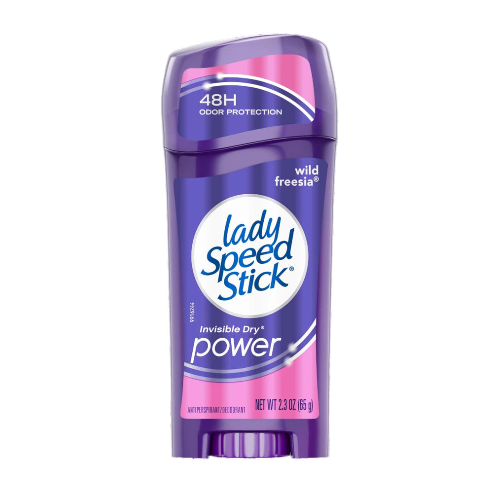 Lady Speed Stick front packaging showing Wild Freesia and benefit of 24-hour protection