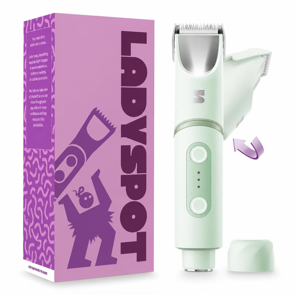 LADYSPOT SpinDuo front view showing compact design and controls for easy grooming