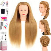 LADYWOW front view mannequin head showing full 28 inch hair for realistic practice
