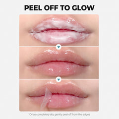 Laka peeling mask off to reveal smooth lips for makeup application