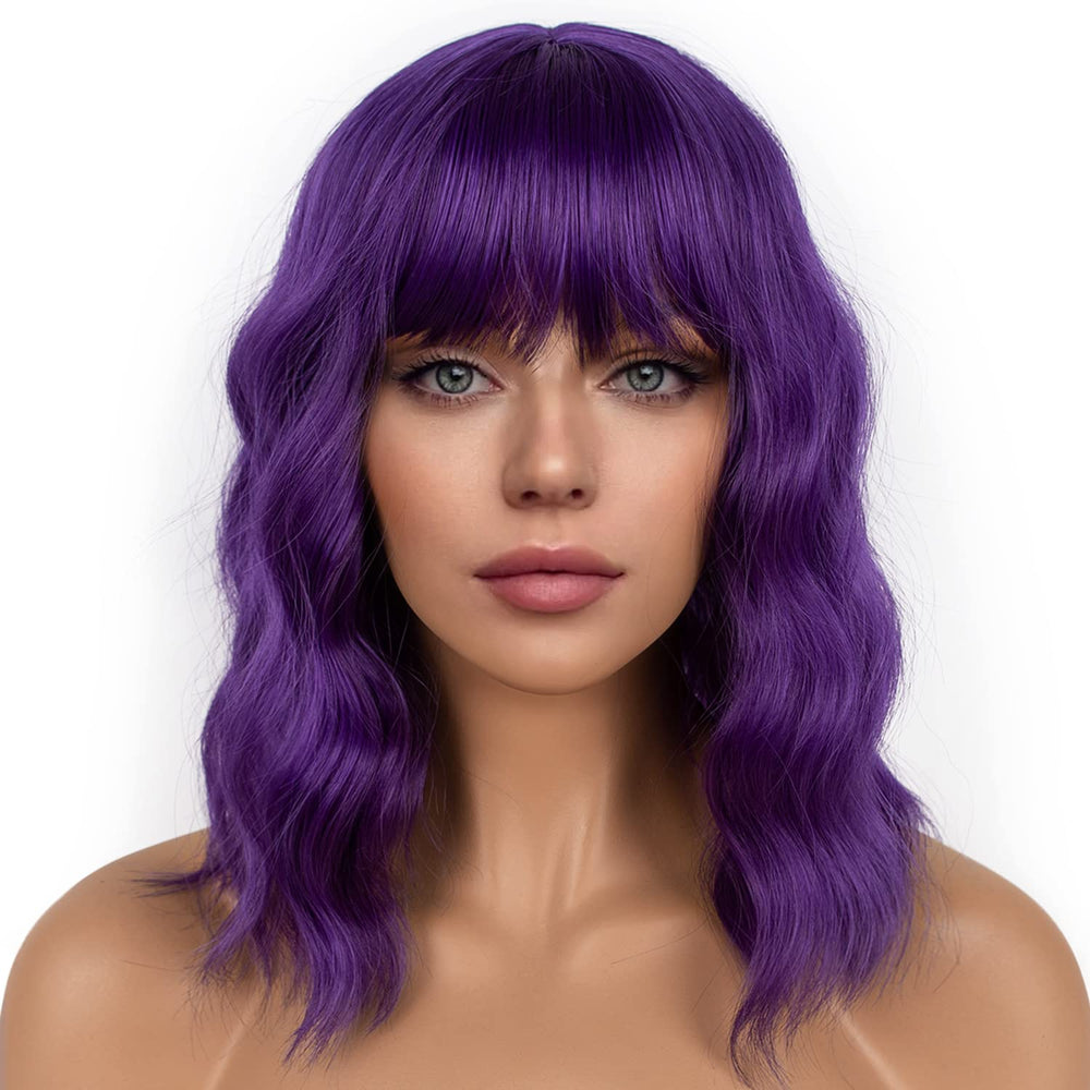 LANCAINI dark purple bob front view showing natural volume and color benefit