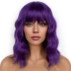 LANCAINI dark purple bob front view showing natural volume and color benefit