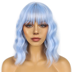 LANCAINI short bob front view showing natural waves and bangs benefit realistic look