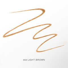 Lancôme eyebrow pencil close-up of powdery tip and spoolie for precise strokes and seamless blending