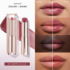 Lancôme ButterGlow swatch on hand revealing buildable Berrylicious color payoff