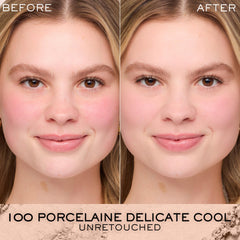Lancôme close-up of powder texture showing smooth finish and blendability benefit