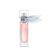 Lancôme bottle front view showing elegant design and travel-friendly size benefit