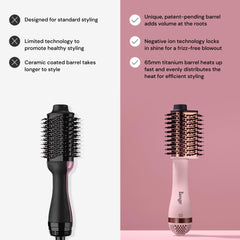 L'ANGE HAIR brush dryer in use styling long hair demonstrating faster drying and voluminous results