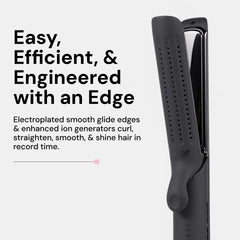 L'ANGE HAIR close-up of polished titanium plate highlighting even heat and smooth glide