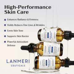 Lanmeri Ceuticals ingredient label close-up, highlights vitamin C triad benefits