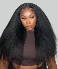 Lannaax front packed wig showing full kinky straight style and instant volume