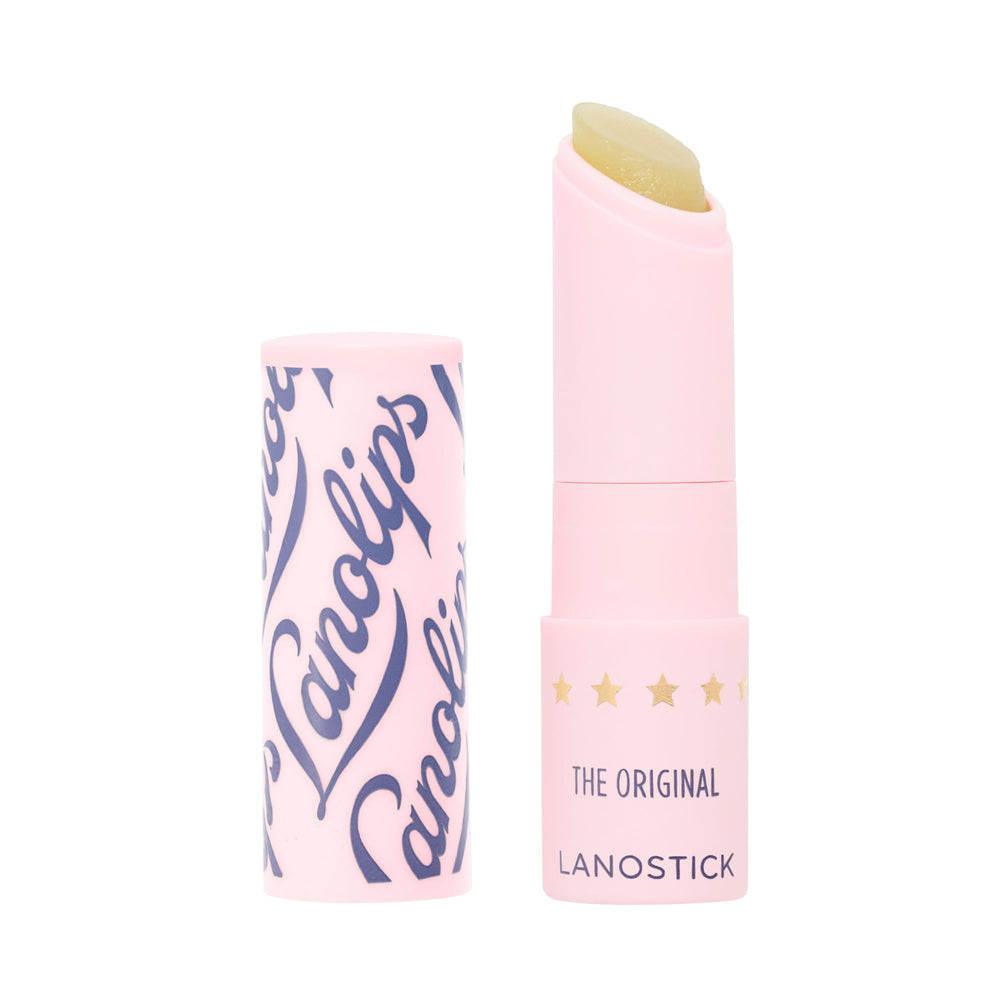 Lanolips Lanostick front packaging showing compact, travel-ready balm benefiting on-the-go hydration