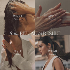 Applying L’ANZA to damp hair for heat protection and frizz control during styling