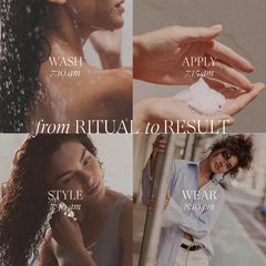 L’ANZA mousse dispensed in hand illustrating lightweight feel and simple application