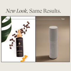 L’ANZA mist spraying from bottle demonstrating fine dispersion for even glossy coverage