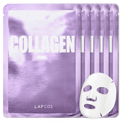 LAPCOS front packaging showing the collagen sheet mask benefits