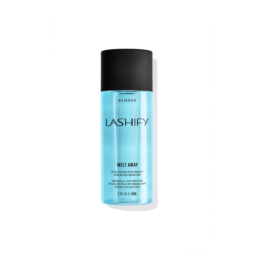 Lashify Melt Away front bottle showing label and easy-shake benefit