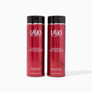 Lasio front packaging showing shampoo and conditioner set with clear benefits