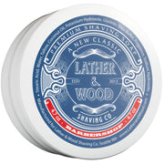 Lather & Wood front puck showing label and premium packaging benefit