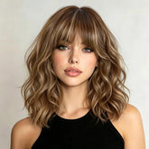 Lativ front view showing brown blonde highlights and flattering bob, for instant style