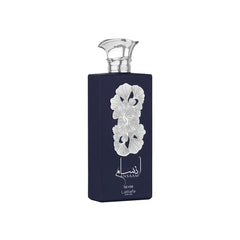 Lattafa Ansaam Silver front bottle showing sleek design and lasting presence