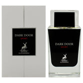 Lattafa Dark Door Sport front bottle showing label and glass benefit: clear styling