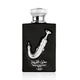 Lattafa Ishq Al Shuyukh Silver front bottle showing elegant design and clarity for gifting