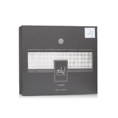 Lattafa Liam Grey angled bottle highlighting glass and label benefit