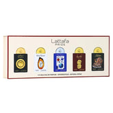 Lattafa front packaging showcasing elegant gift set and premium appeal