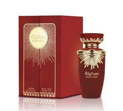 Lattafa Sakeena bottle front view showing label and 3.4 oz size, appealing presentation