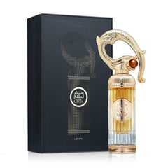 Lattafa Sehr cap and spray detail focusing on atomizer quality for precise, even application