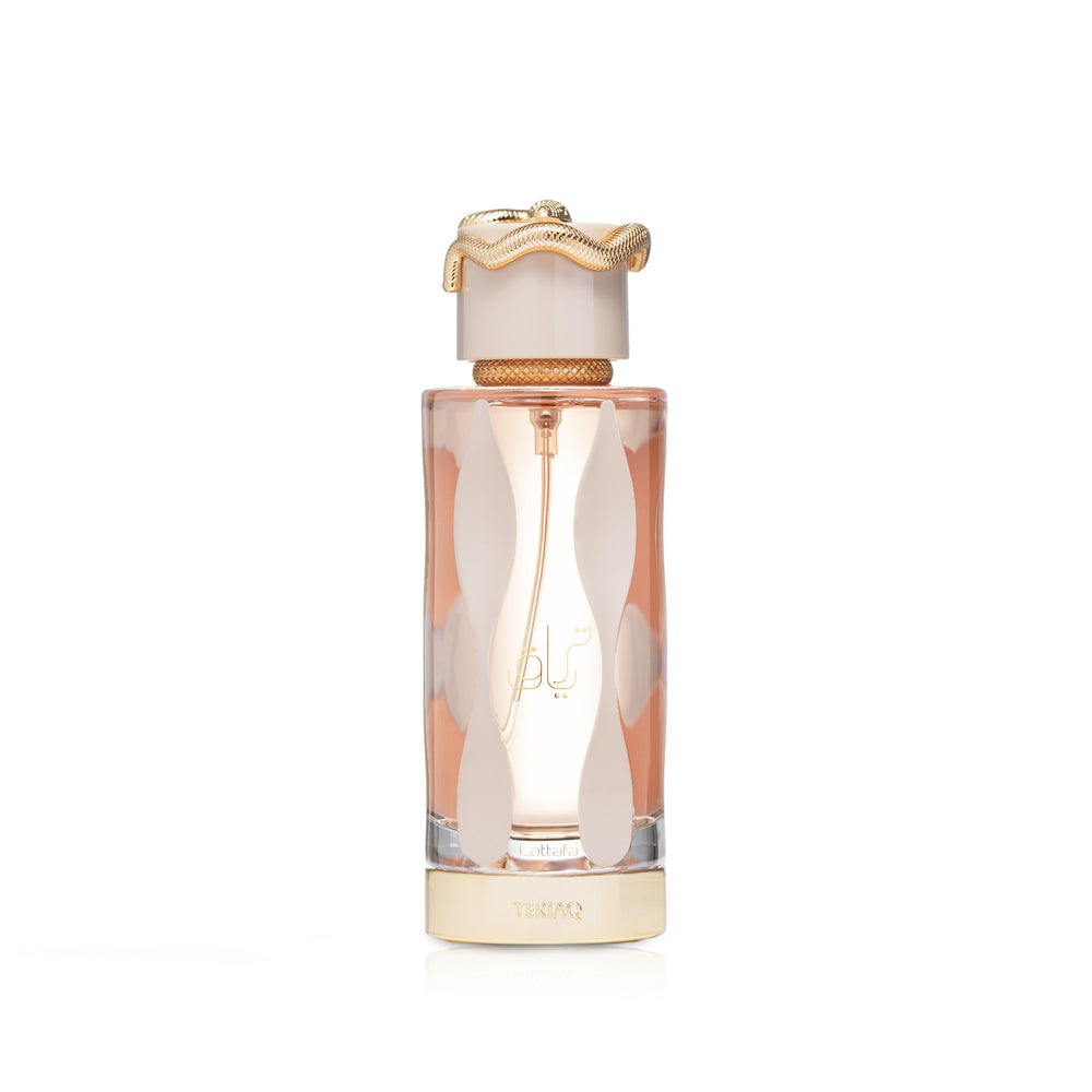 Lattafa Teriaq front bottle showing sleek design and brand elegance