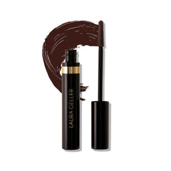 LAURA GELLER NEW YORK front packaging showing brown mascara and benefit of longwear
