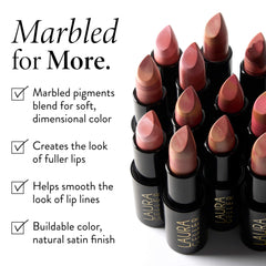 LAURA GELLER marbleized pigment close-up showing swirled colors for multi-dimensional color