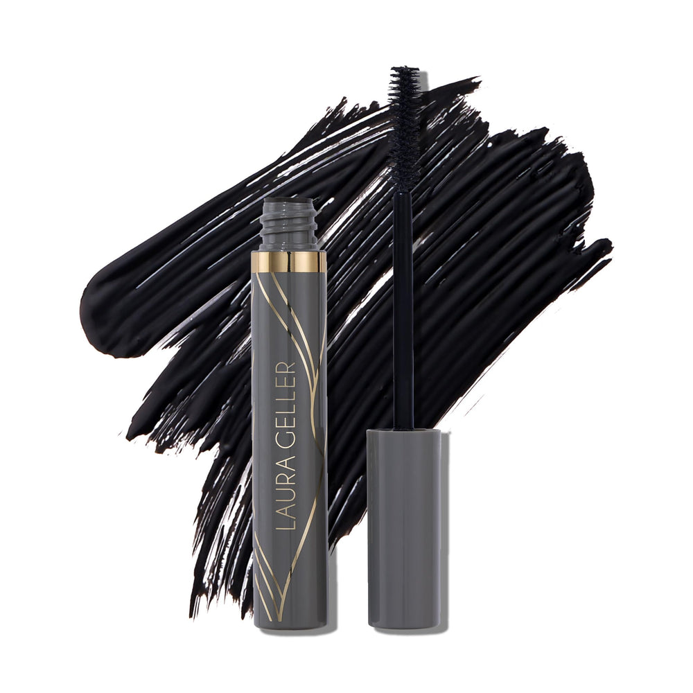 LAURA GELLER NEW YORK mascara tube front shows sleek packaging and easy grab