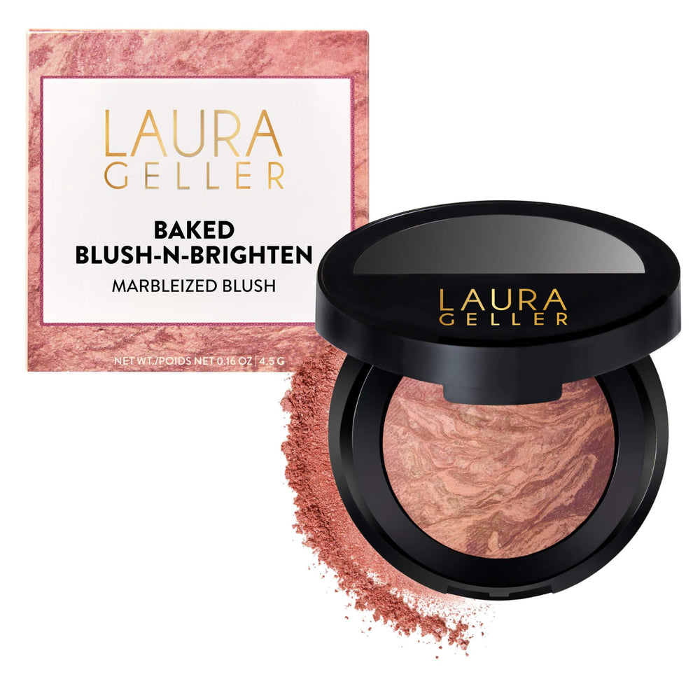 LAURA GELLER compact front view showing Rosé All Day shade and sleek packaging for easy travel