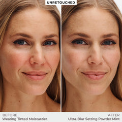 Laura Mercier close-up of powder texture highlighting soft-focus finish