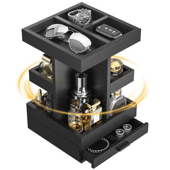 Lavendex front view of rotating cologne organizer showing tidy presentation and quick access