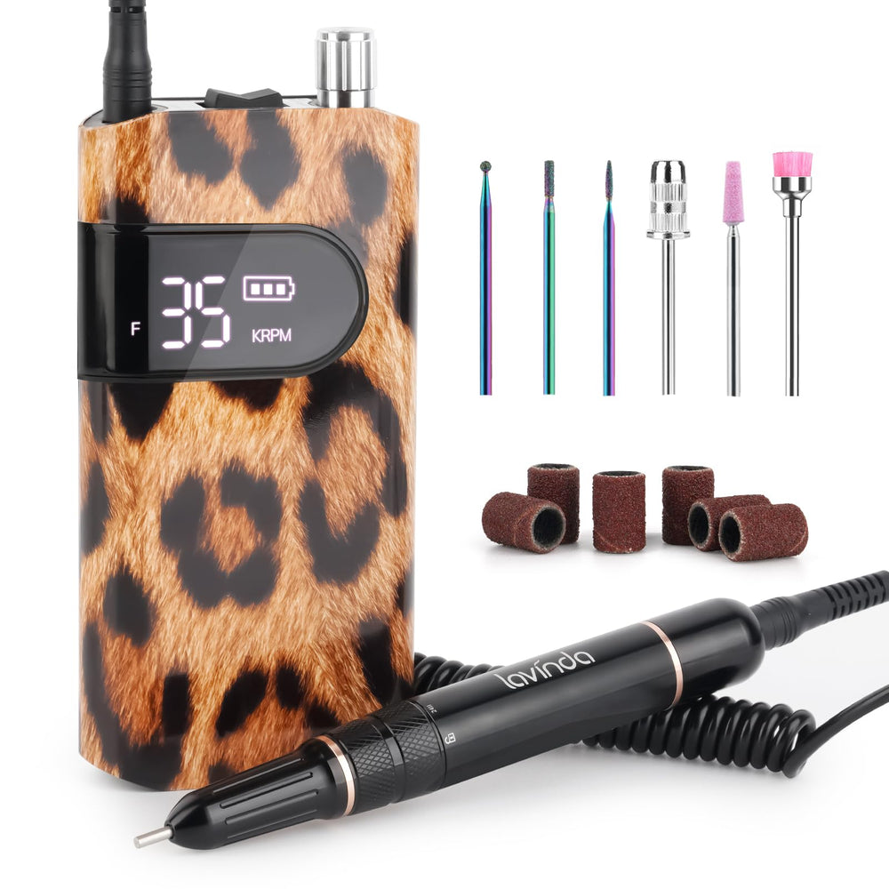 Lavinda leopard front view showing compact cordless design benefit portability